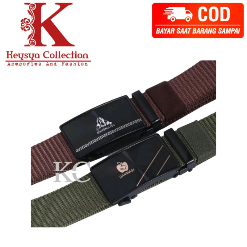 ikat pinggang pria Canvas military model kepala logam besi tipe RELL