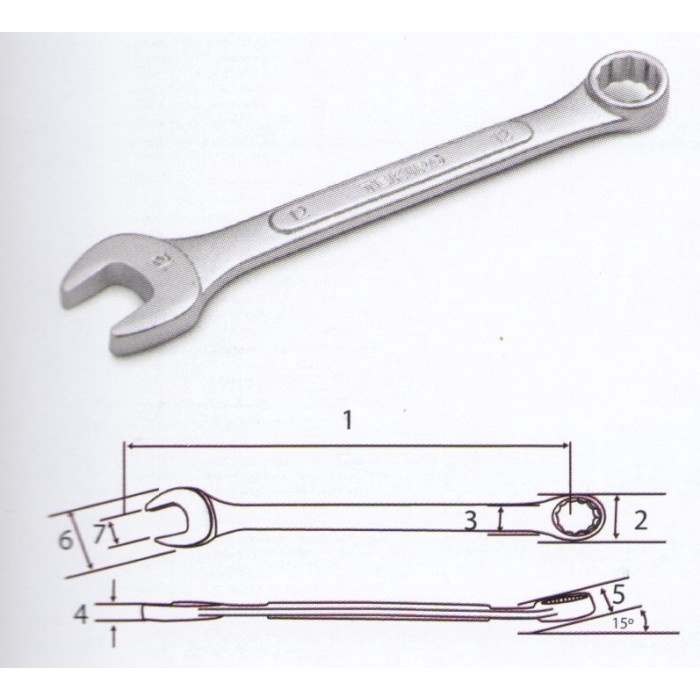 pas-ring-kunci- kunci ring pas 12 mm tekiro / combination wrench -kunci-ring-pas.