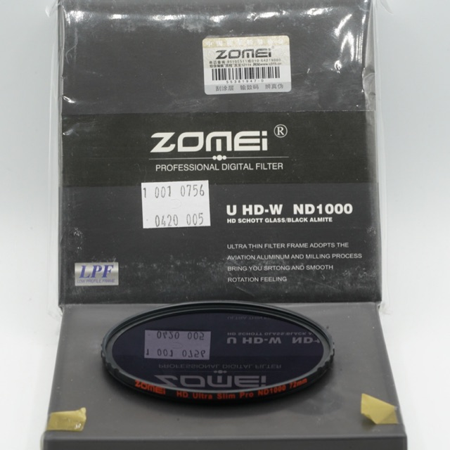 Zomei Lens Filter  - 72 mm HD Ultra Slim Pro ND1000 72mm HD Schott Glass U HD-W ND 1000