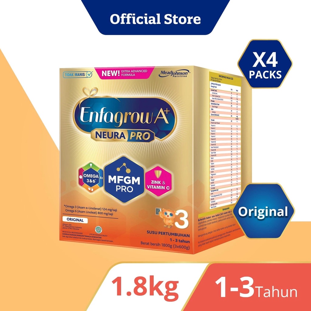 Enfagrow A+3 Vanila Plain Original 1800gr 1,8kg Promo