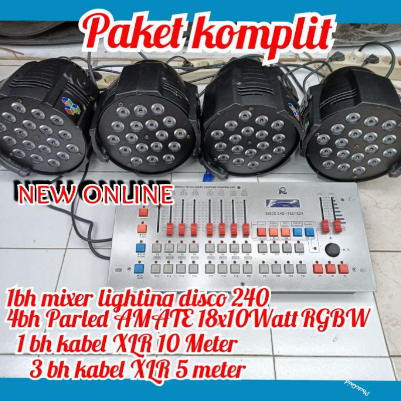 PAKET 4BUAH PARLED AMATE 18ledx10watt FULL COLOUR RGBW PLES MIXER DISCO 240