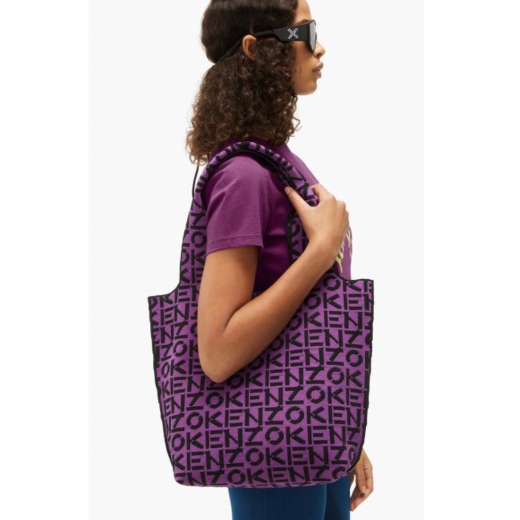 Kenzo Skuba Small Monogram Tote Bag In Purple - ORIGINAL 100%