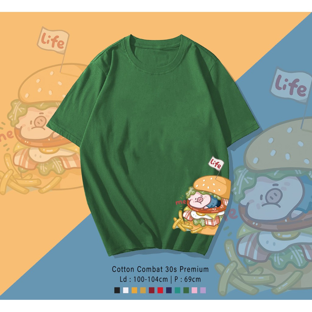 HAMBURGER PIG / TERMURAH BAJU KAOS KATUN WANITA LENGAN PENDEK / TUMBLR TEE /  OVERSIZE