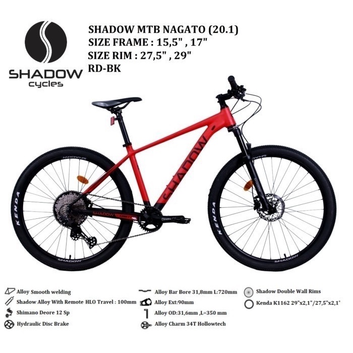 Sepeda Gunung 27.5/29 inch MTB Shadow Nagato Deore 12 Speed Hidrolik