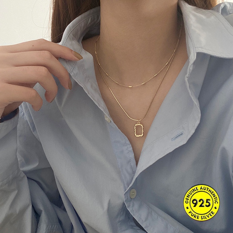 Kalung Lapis Ganda Bahan S925 Silver 18k Gold Untuk Wanita