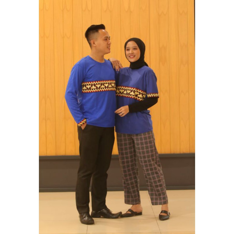 Baju kaos tshirt Biru Tapis pria wanita dewasa Lampung Lengan pendek Murah banget