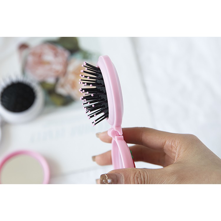 HOVELSHOP Cermin Kaca Lipat Sisir Rambut Make Up Mini Model Lucu