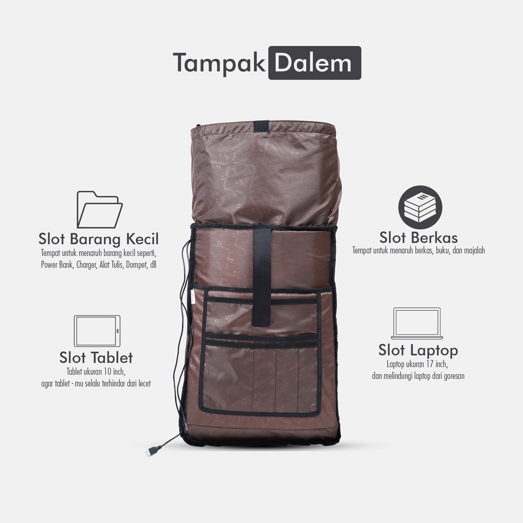 Tas ransel Backpack urban factor - Aileron Black - Tas laptop