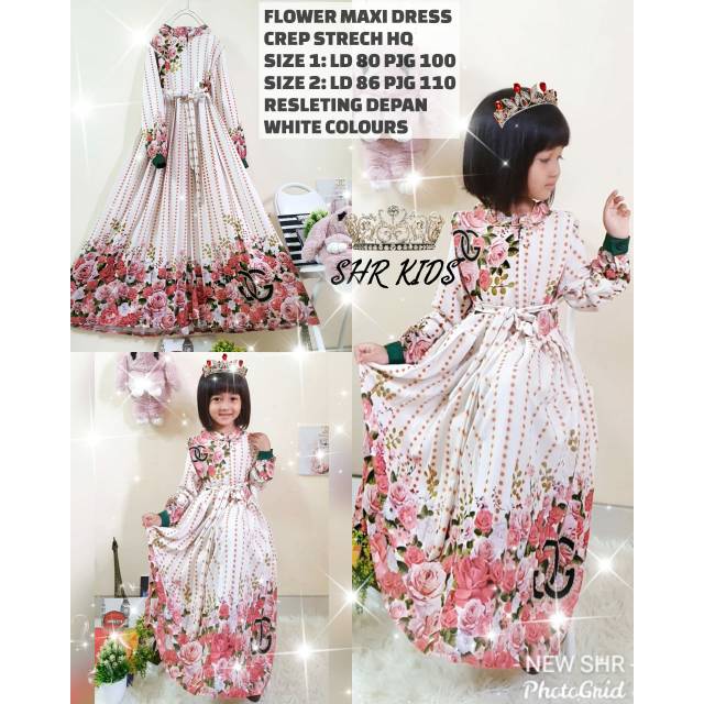 [COD] ORI SHR KIDS MAXI DRESS FLOWER / RESLETING DEPAN
