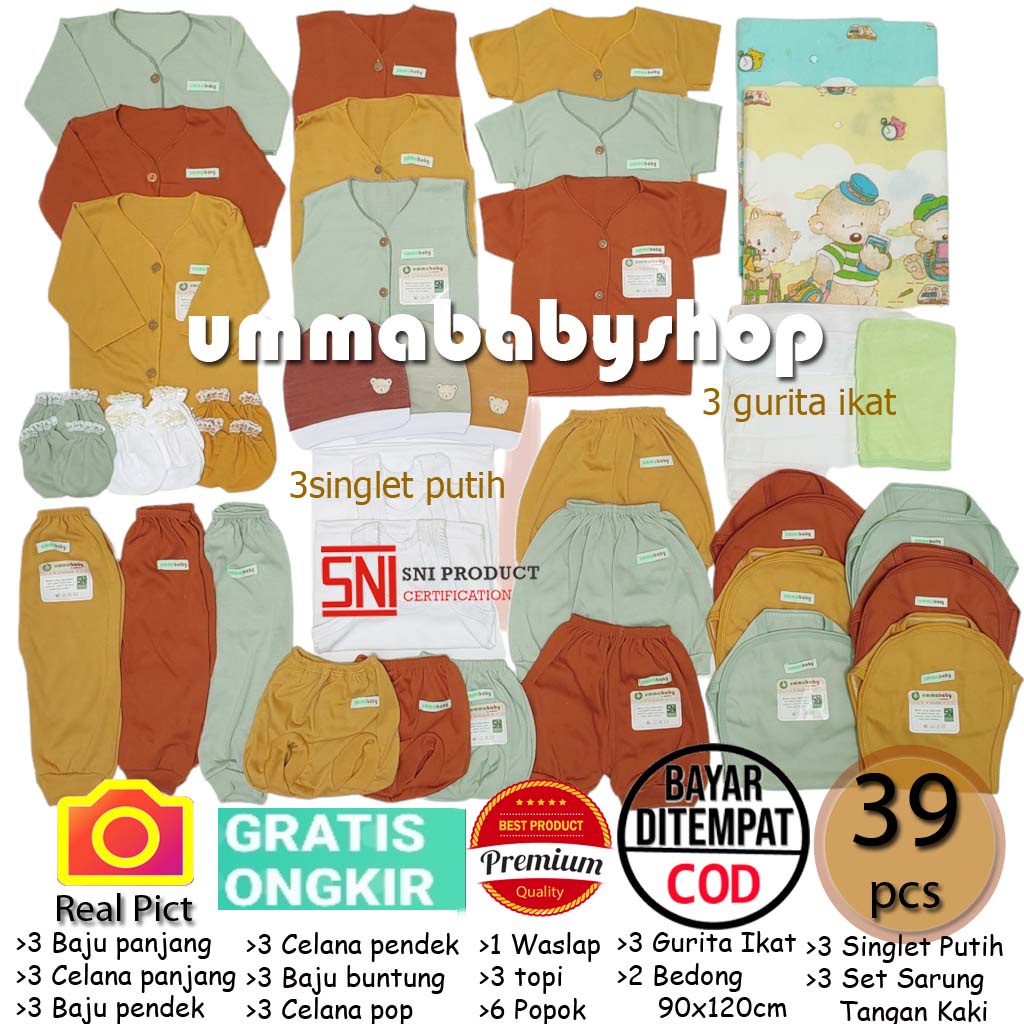 39 Pcs Paket Perlengkapan Bayi Baru Lahir Celana Baju Kado Setelan Anak Newborn Baby Gift Set Girl Boy Baju Bayi Perempuan Baju Bayi Laki Paket Hemat Baju Bayi Polos Persiapan Persalinan