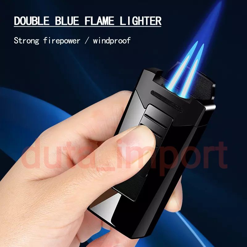 Lighter Double Blue Flame/Korek Api Gas 2 jet api biru Portable Refill (BD8005)