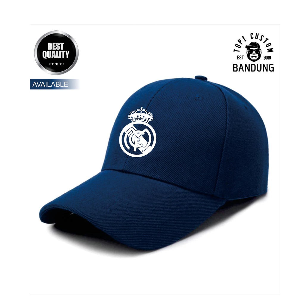 Topi Baseball  Real Madrid Pria Wanita Topi Jaring Jala Real Madrid Baseball Cap Bisa Tulis Nama Bisa COD Gratis Masker Original High Premium Quality