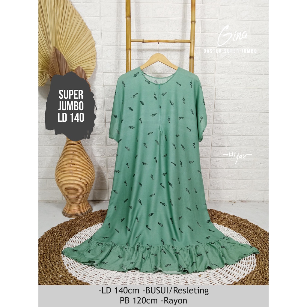 LD 140cm Daster Super Jumbo (42 Motif) (Part 2) dan  Daster Kaftan Viral LD 150cm Ruffle Big Size-Gina Hijau