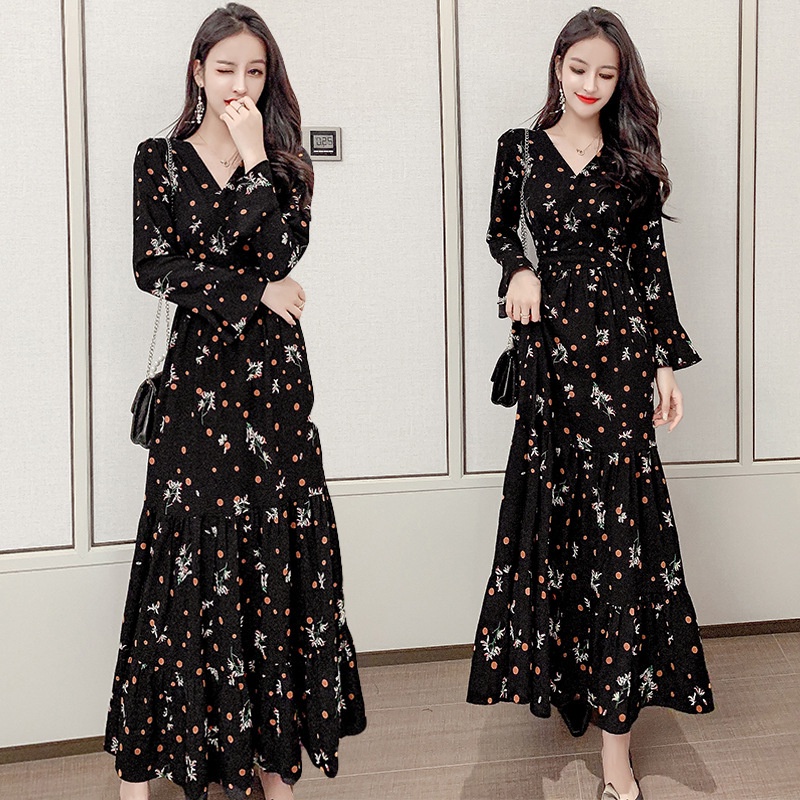 DRESS MAXI CASUAL Lengan panjang FD069-1