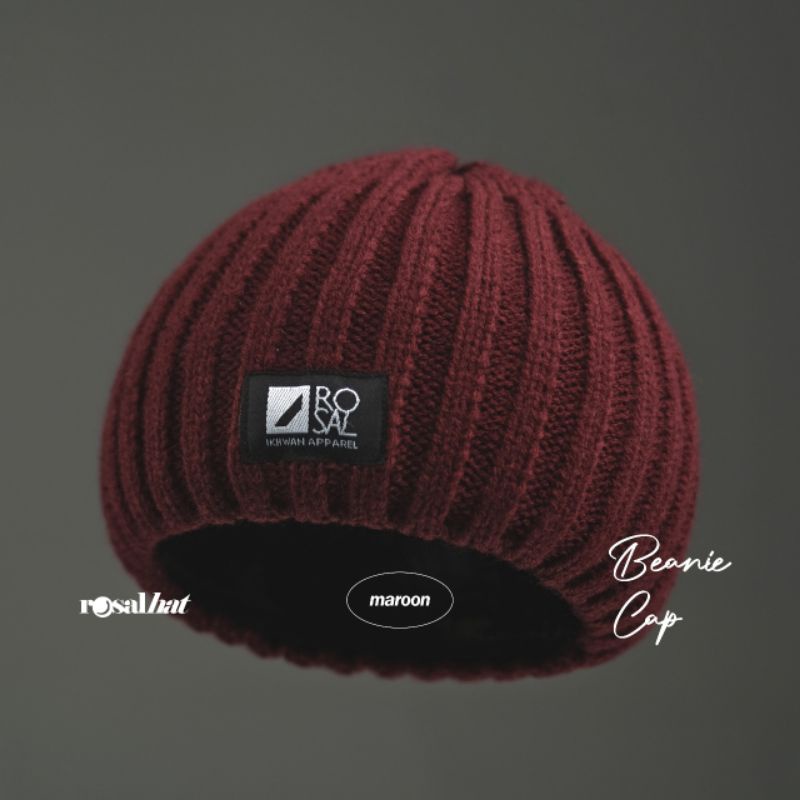 Beanie Cap Rosal bahan Benang Wol | Peci Kupluk Rajut Dewasa untuk Sholat dan Kegiatan harian