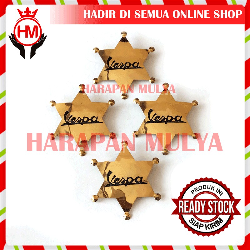 Lencana Logo Vespa Bahan Logam Kuningan Pin Ukuran 7X6 Cm - HM