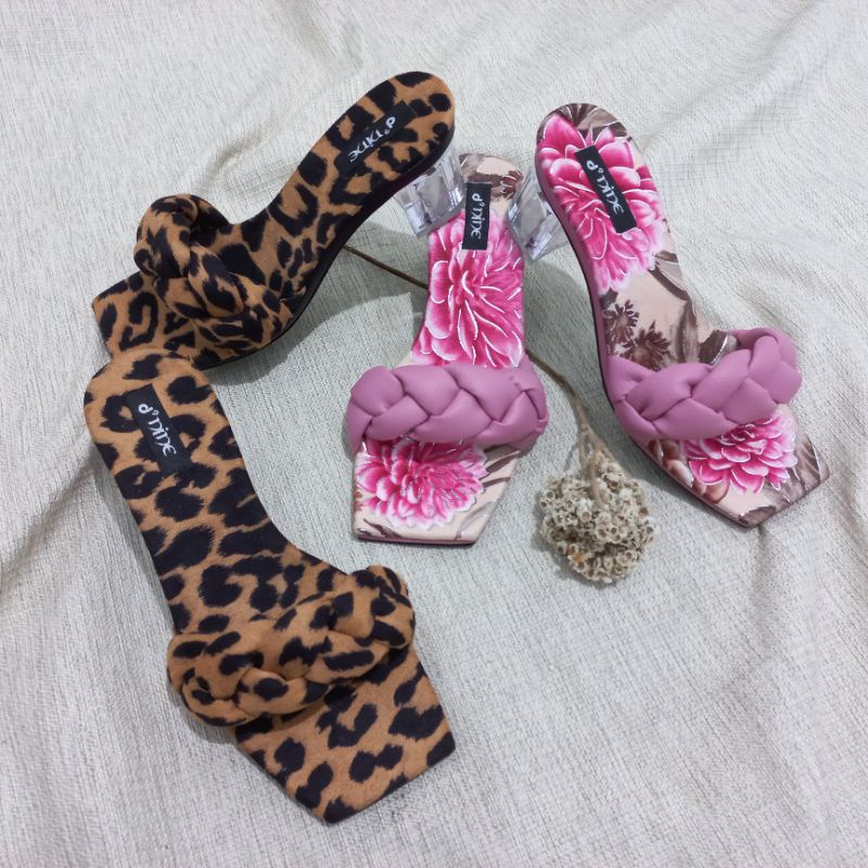d'nine KS 13 Sandal Wanita hak kaca 5cm motif