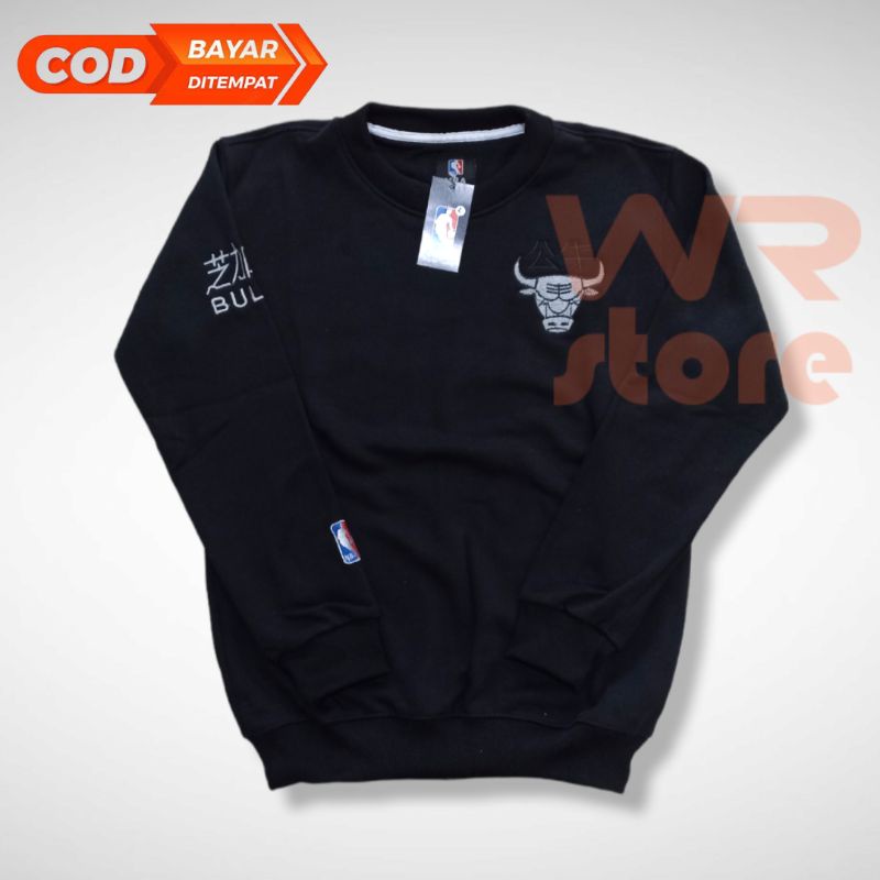 Sweater Crewneck Bulls Pria Wanita Bordir Full tag & label