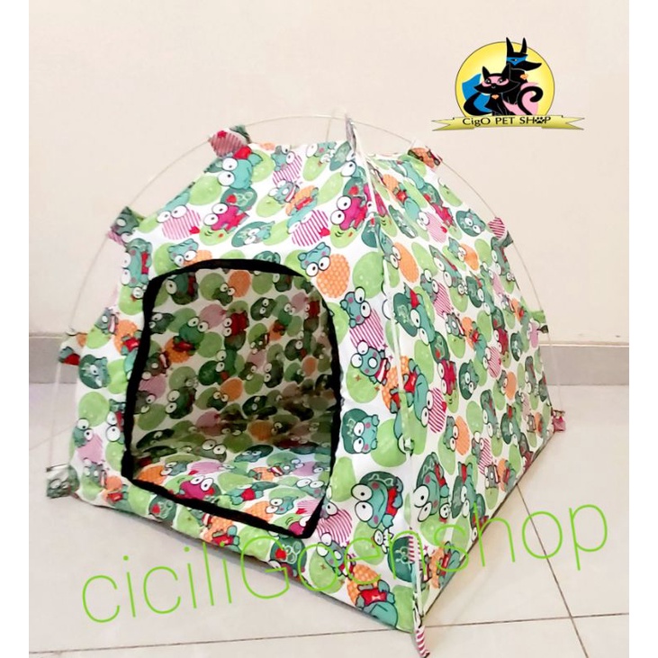 TENDA MOTIF CANTIK kitten Kucing anjing gratis Alas Kasur n mainan pet kandang tent portable praktis lipat nyaman murah