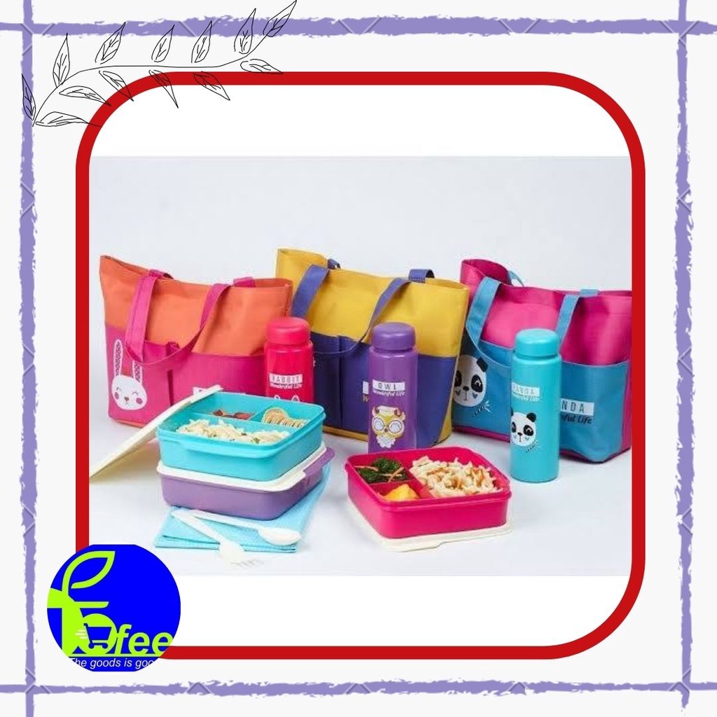 Lunch Box Set Shuga Set Kotak Bekal Makan / 1 Set Kotak Makan Beserta Tas / Tempat Makan LB35