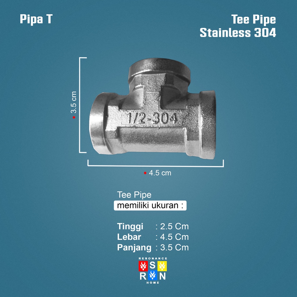 Tee Drat Dalam Stainless SUS 304 1/2 Inch Resonance Home