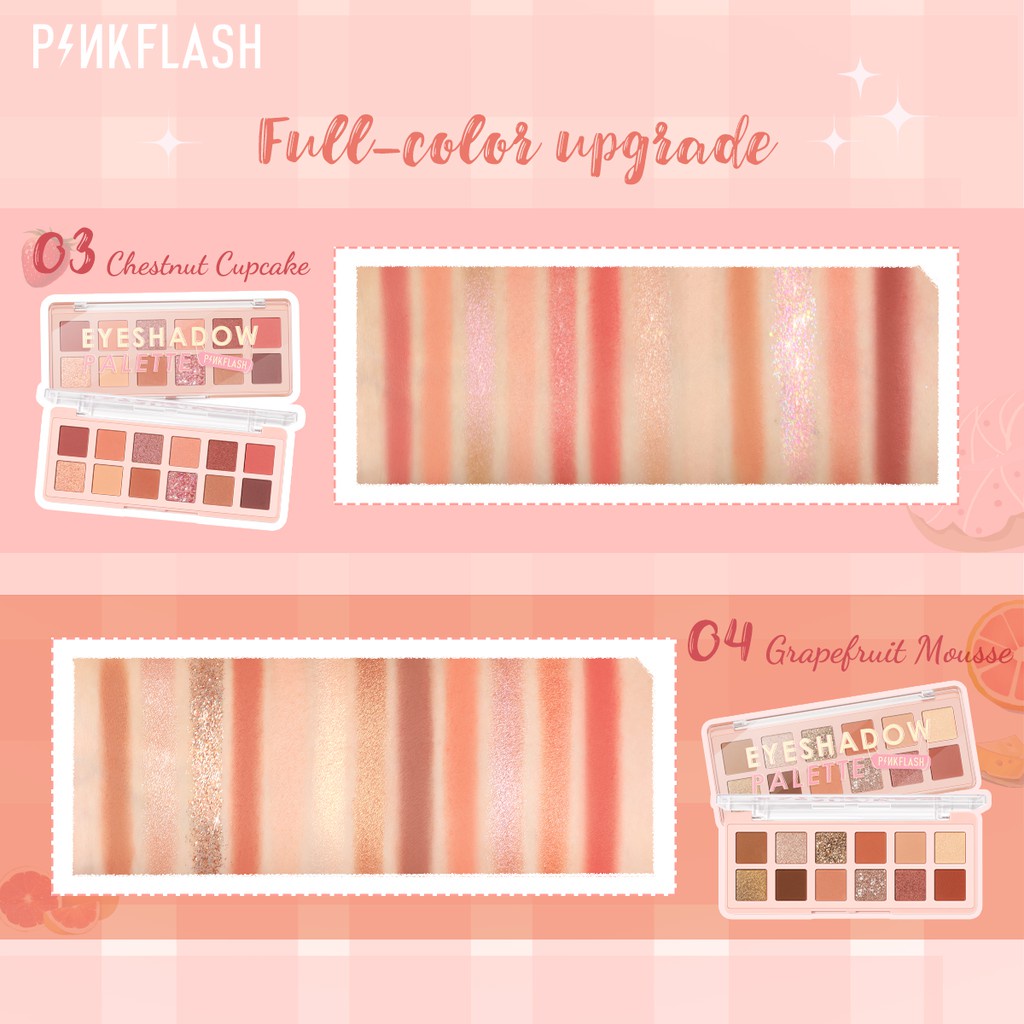 PINKFLASH (E15) PinkDessert 12 Shades Eyeshadow Palette kosmetik alis High Pigment And Smooth Powder Long Lasting