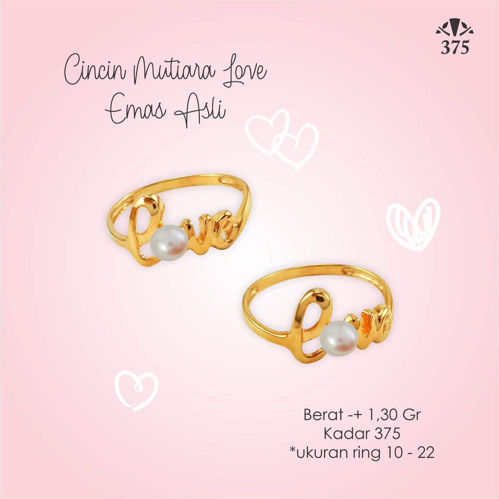 CINCIN MUTIARA LOVE EMAS ASLI KADAR 375