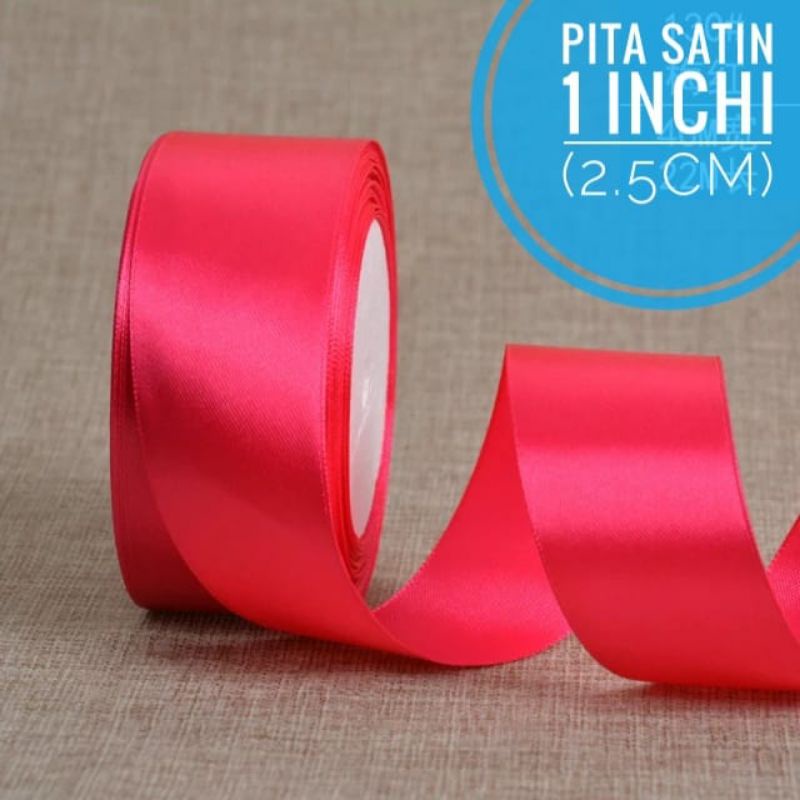 

Pita Satin 2.5cm per roll 25 yard / Pita satin 1 inchi - Pink Fanta