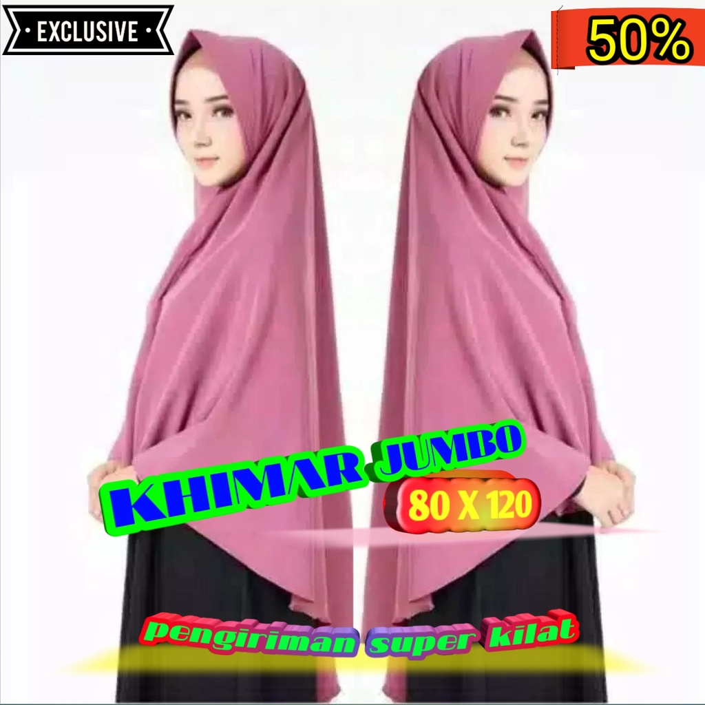 Hijab Khimar Jumbo Simple Pet 75X100 Wolfis 100% Premium Original Model Pinguin Non Tali Jilbab Syar