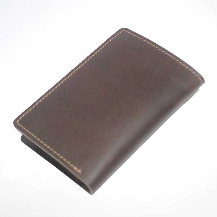 dompet medium 3/4 model sisipan tengah kulit sapi asli warna coklat