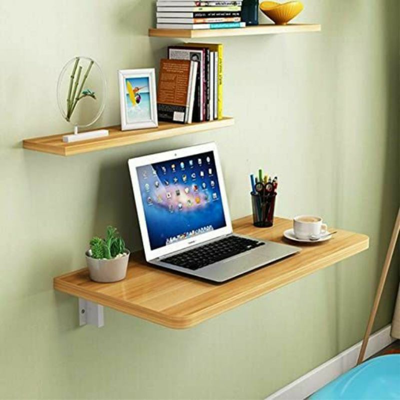 Meja lipat dinding Kayu jati Solid/Meja kerja laptop /Meja belajar