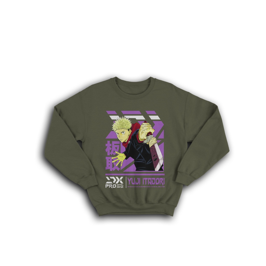 JAKET SWEATER CREWNECK TERBARU PREMIUM  YUJI ITADORI JUJUTSU KAISEN