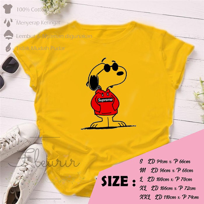 FLEURIR - KAOS SUPREME SNOOPY WANITA DEWASA LENGAN PENDEK TUMBLR TEE UNISEX