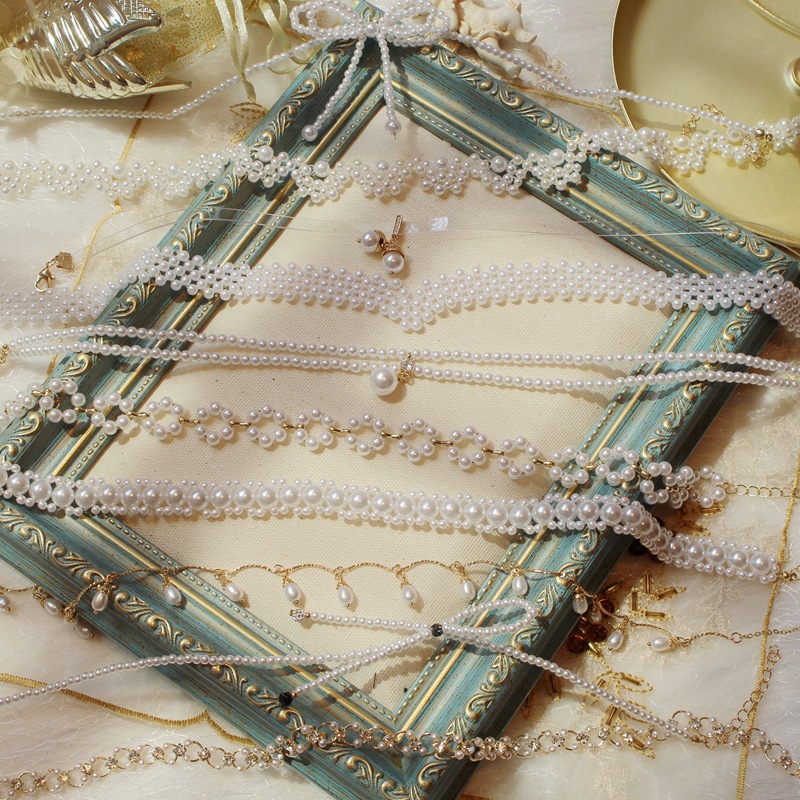 Kalung Choker Mutiara Model Single Layer Gaya Retro Vintage Untuk Wanita