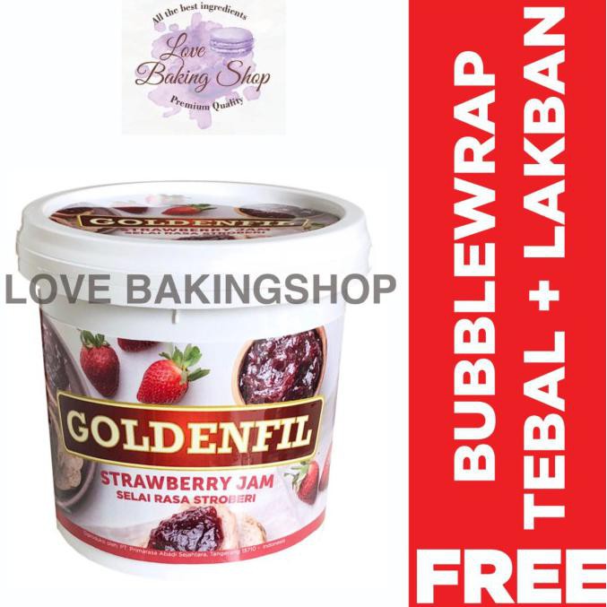 

Cuci Gudang Awal Tahun Goldenfil Strawberry Jam 1kg( 50% Buah asli) selai strawberry Cuci Gudang