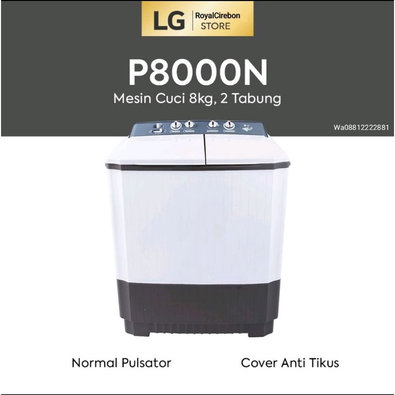 MESiN CUCI 8kg LG 2TABUNG P8000N u/Kota cirebon