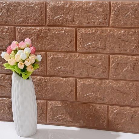 Reliza Wallpaper Dinding 3D FOAM Wallfoam 70X77 CM High Quality-Coklat Tua