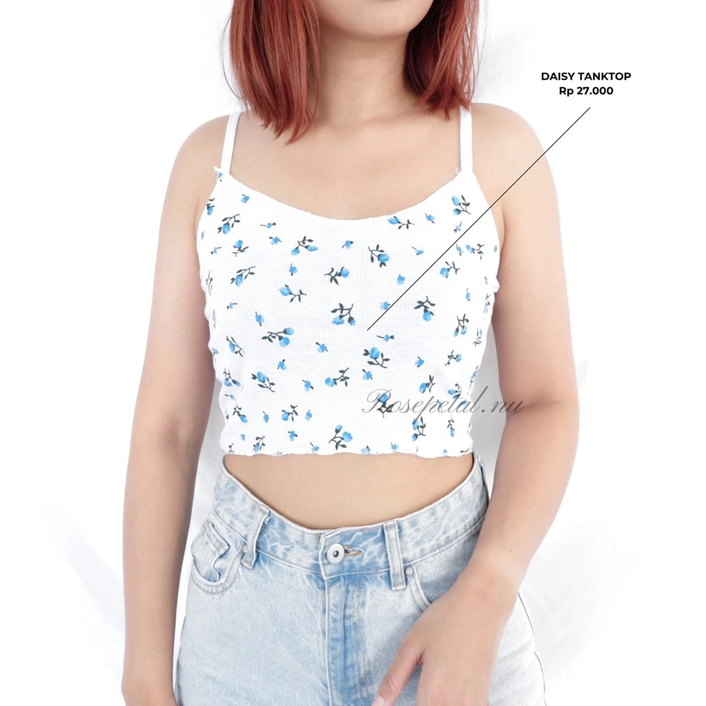 daisy tanktop / tanktop / tanktop wanita / tanktop putih / tanktop bunga / tanktop korea / women tanktop / pakaian wanita / baju wanita / singlet / singlet wanita