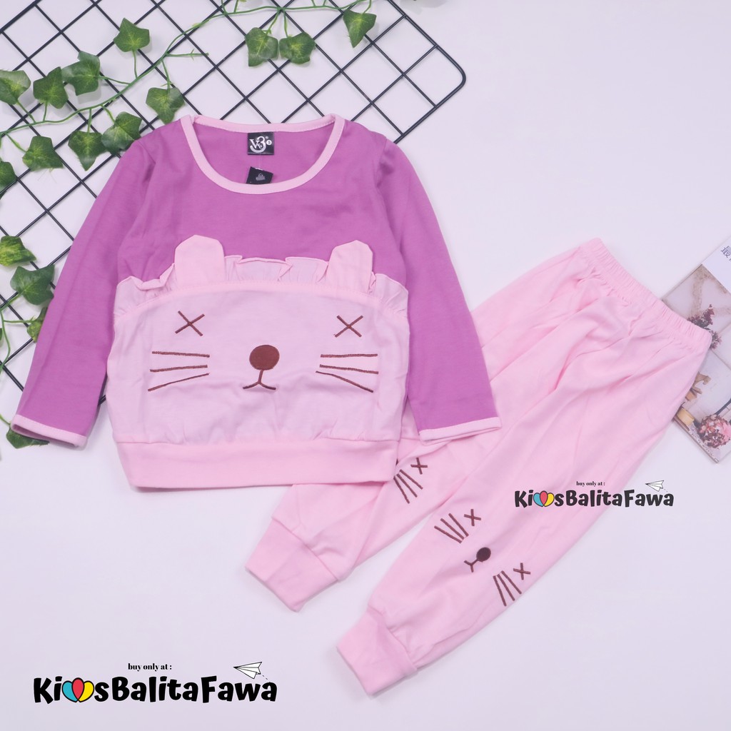 Piyama Chaca uk 4-6 Tahun / Baju Tidur Karakter Kaos Lengan Celana Panjang Setelan Hoodie Anak Cewek