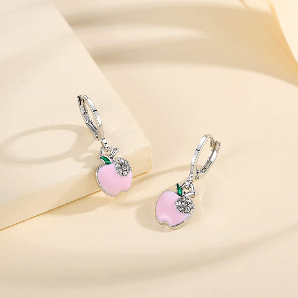 Y573【COD】Anting-Anting Apple Anak Stainless Steel Berlapis Emas Aksesoris Tahan Pudar