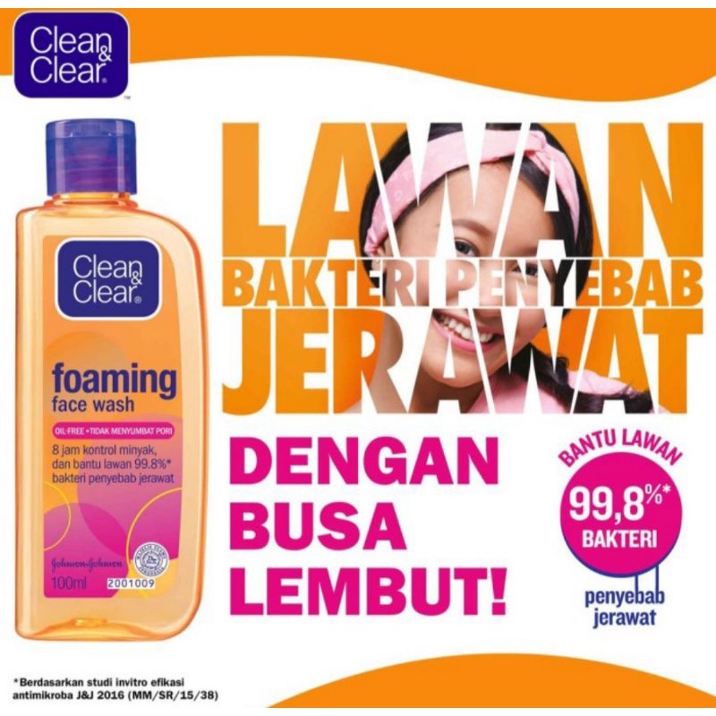 Clean&clear Foaming face wash sabun cuci muka clear and clear 100 ml