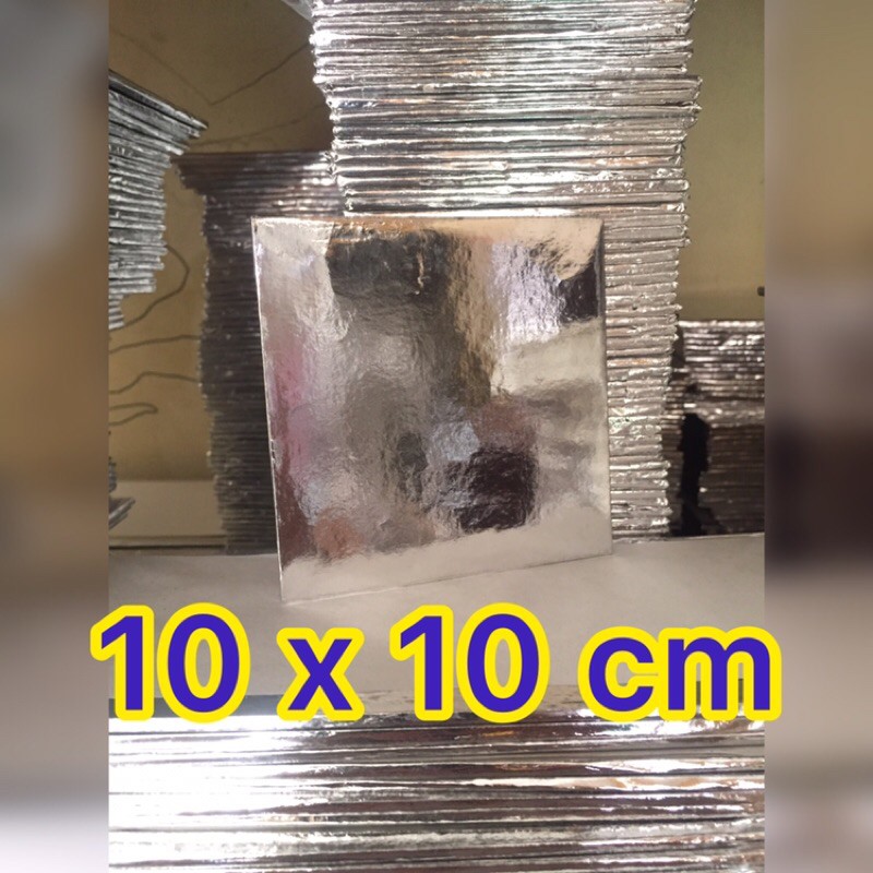 tatakan kue 10x10 cm cake board alas kue ultah / tatakan kayu silver / alas kue kayu ultah
