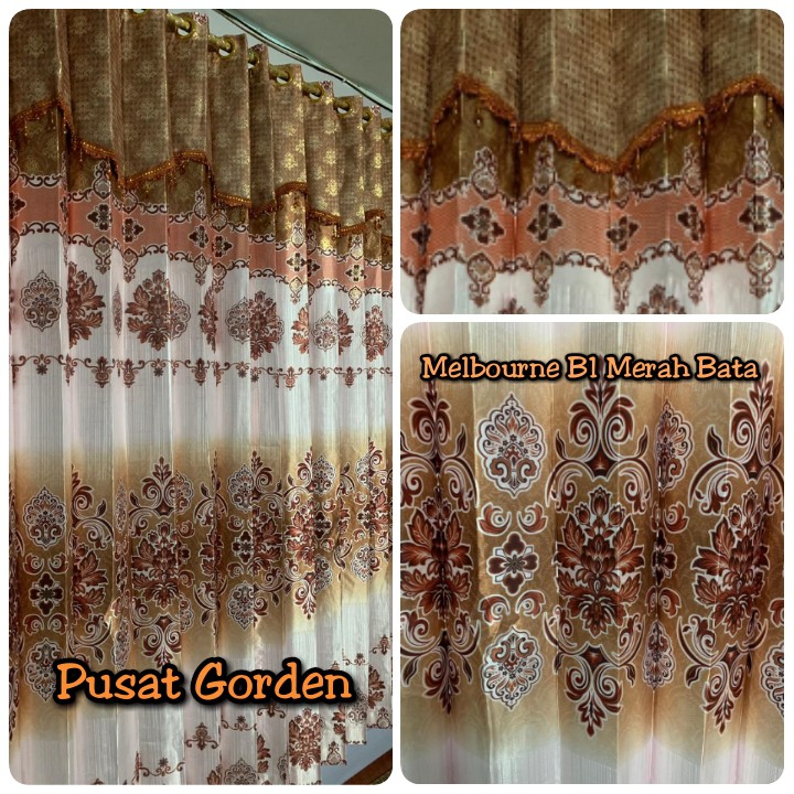 Gorden Bahan Blackout Type Melbourne B2 Merah Bata Smokering Poni uk 100X220