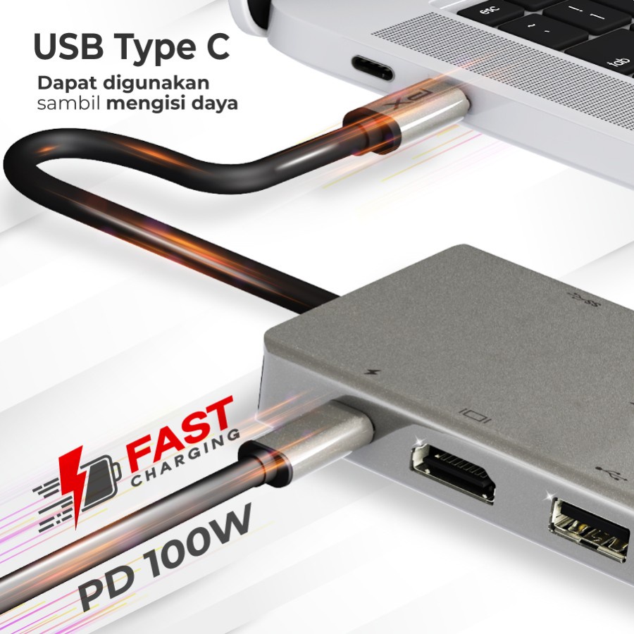 Hub Converter Type C 3.1 to HDMI LAN SD/Micro SD 3.5mm 12in1 PX UCH012