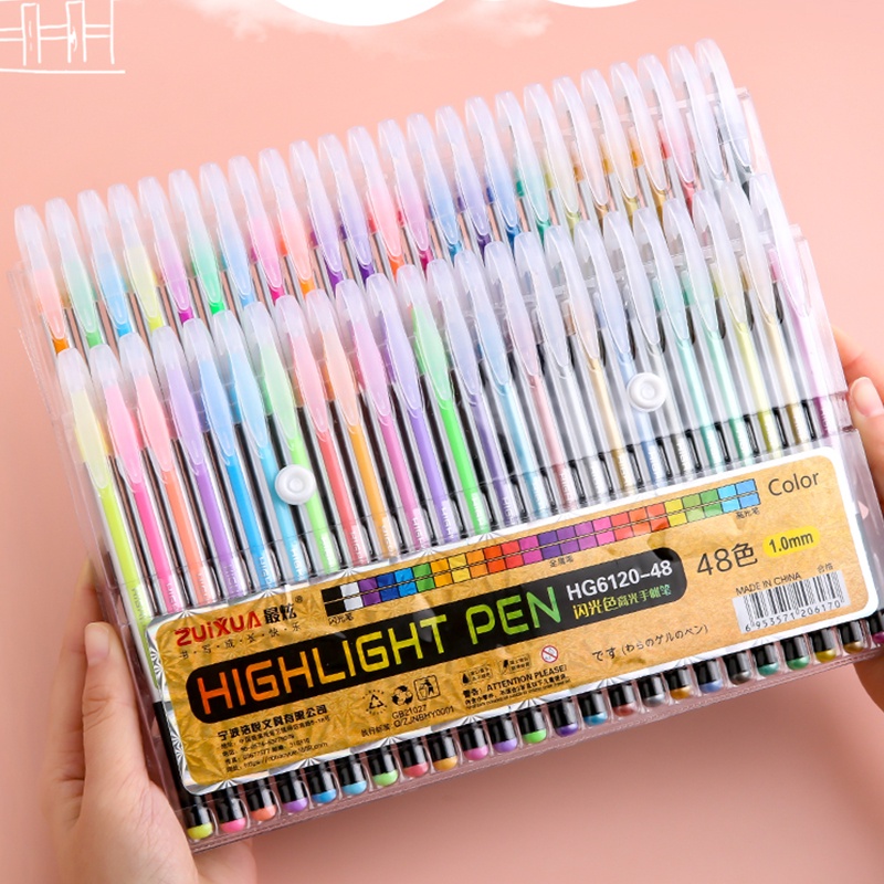 48 Colors Creative Painting Flash Pen Highlighter Colored Gel Pen