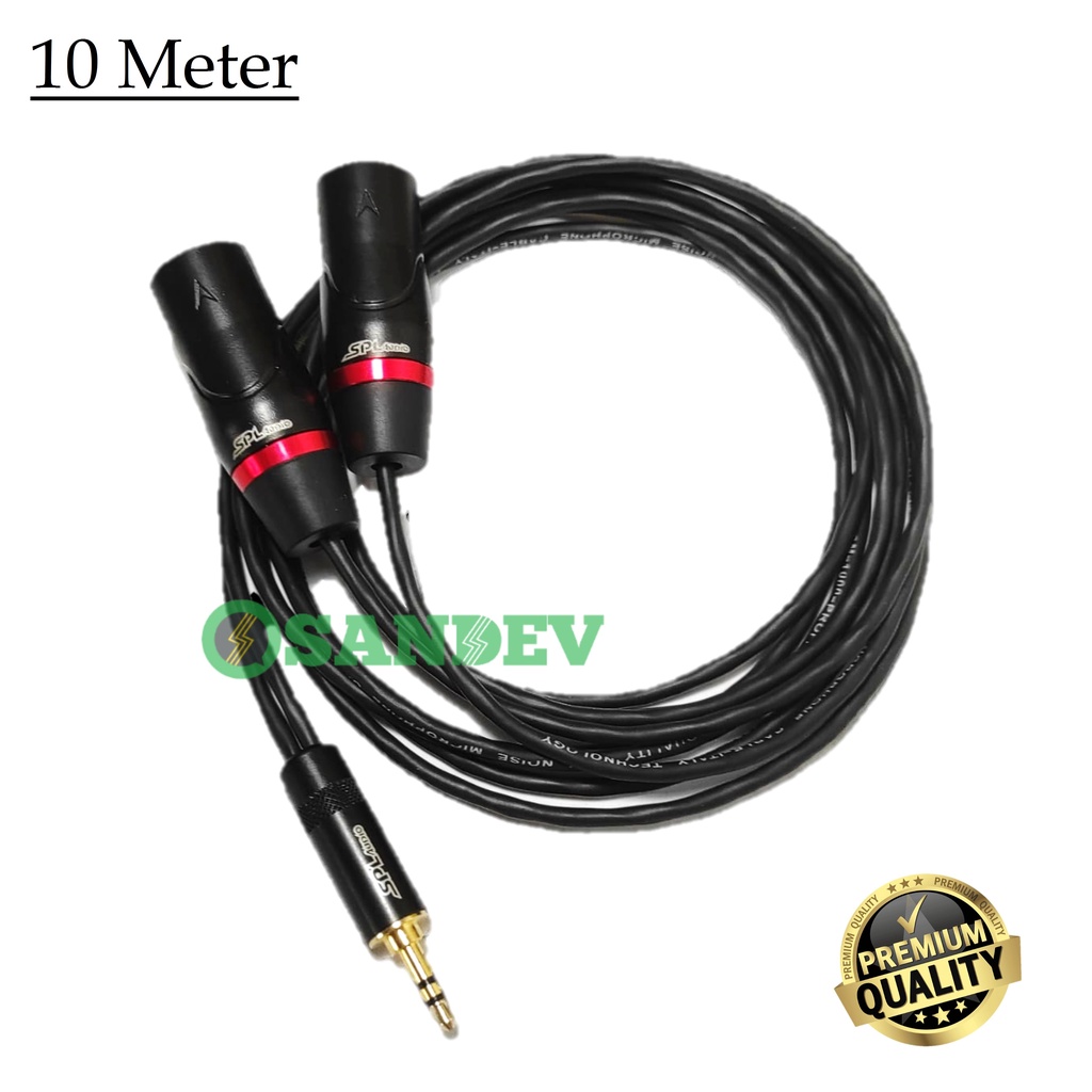 Kabel Jack 3.5 mm to XLR Panjang 10 Meter Siap Pakai - Jack HP/Laptop ke Mixer Premium Quality - Ful