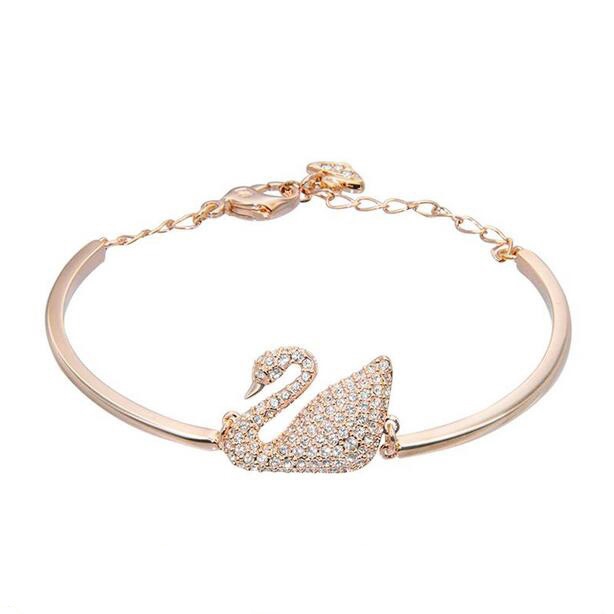 Gelang 2021 Korea Temperamen Fashion Angsa Hias Berlian imitasi Mode Eropa dan Amerika Bangle-Emas