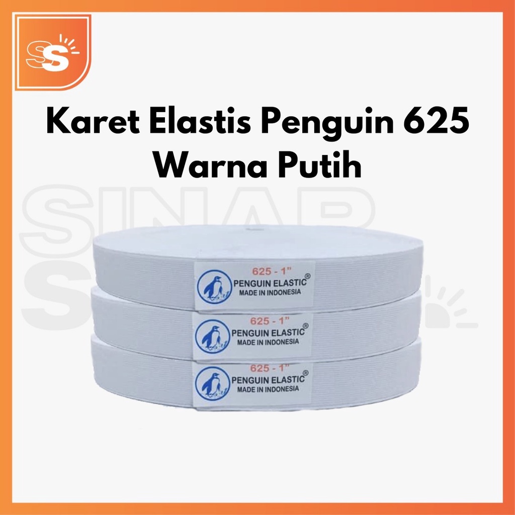 Karet Elastis Penguin 625 Ukuran 2,5cm Warna Putih