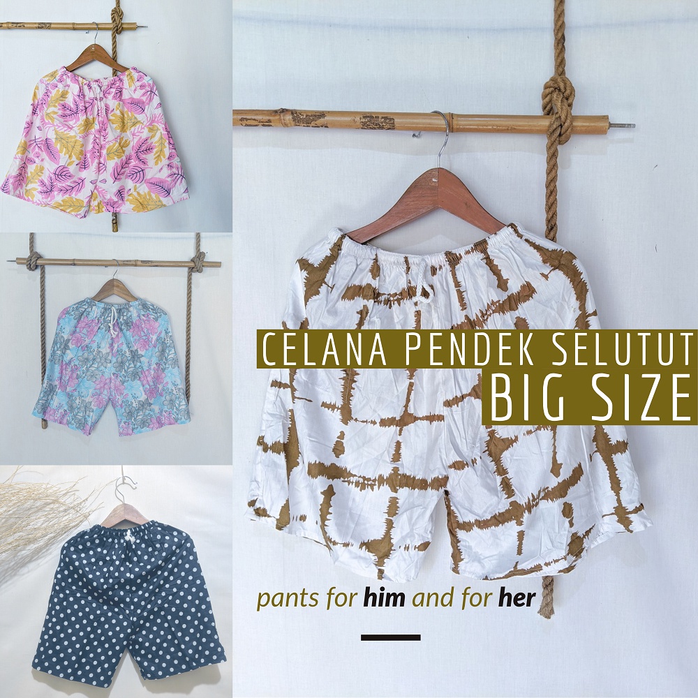 Celana Pendek Wanita Jumbo Santai Selutut Rayon BB 85kg