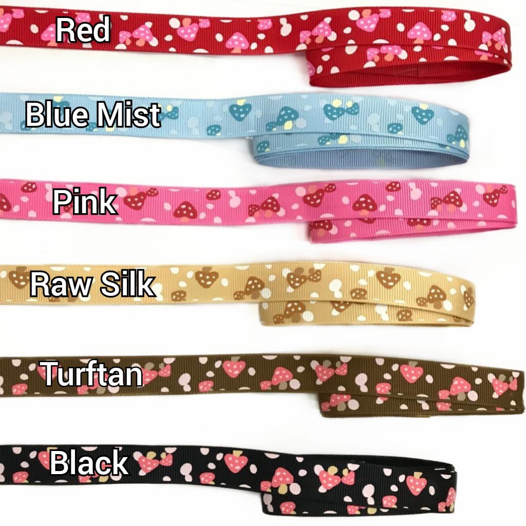 PITA KADO HAMPERS | GROSGRAIN MOTIF JAMUR MUSHROOM (1.6 CM)